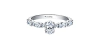 18K White Gold 1.00cttw Oval Cut Canadian Diamond Engagement Ring, Size 6.5 - 4.5
