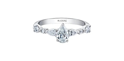 18K White Gold 1.00cttw Pear Cut Canadian Diamond Engagement Ring, Size 6.5