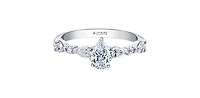 18K White Gold 1.00cttw Pear Cut Canadian Diamond Engagement Ring, Size 6.5