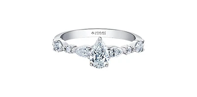 18K White Gold 1.20cttw Pear Cut Canadian Diamond Engagement Ring, Size 6.5