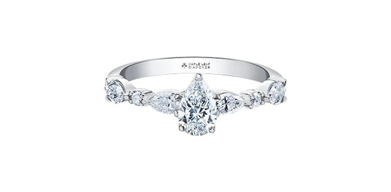 18K White Gold 1.50cttw Pear Cut Canadian Diamond Engagement Ring - / 4.5