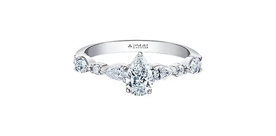 18K White Gold 1.50cttw Pear Cut Canadian Diamond Engagement Ring, Size 6.5