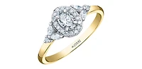 14K Yellow Gold 0.53cttw Oval, Marquise and Round Brilliant Cut Canadian Diamond Engagement Ring - 4.5