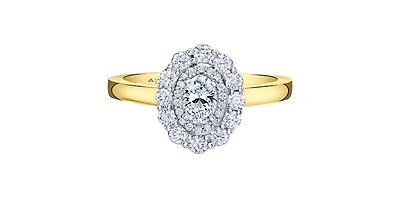 18K White & Yellow Gold /Palladium Alloy (Hypoallergenic) 0.77cttw Canadian Diamond Engagement Ring