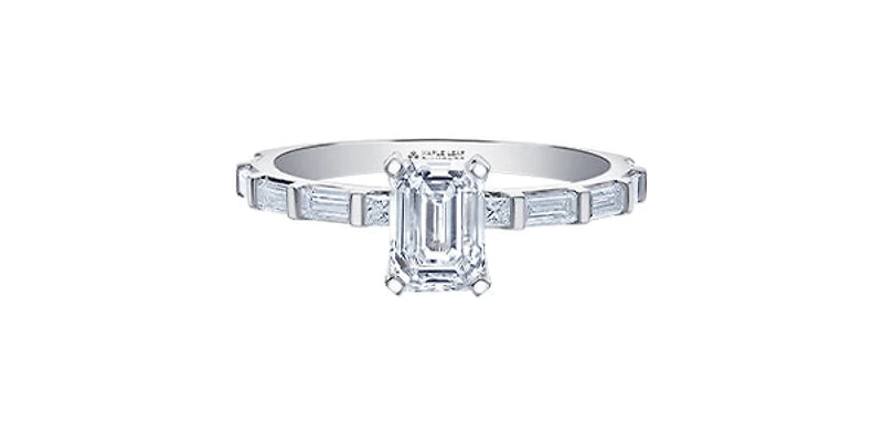 14K White Gold 1.44cttw Canadian Diamond Emerald Cut Engagement Ring - 4.5