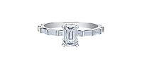 14K White Gold 1.44cttw Canadian Diamond Emerald Cut Engagement Ring - 4.5