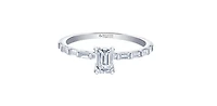 14K White Gold 0.75cttw Canadian Diamond Emerald Cut Engagement Ring - Diamond / 4.5
