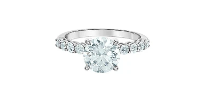 14K White Gold Cttw Lab Grown Round Brilliant Cut Diamond Engagement Ring with Hidden Halo