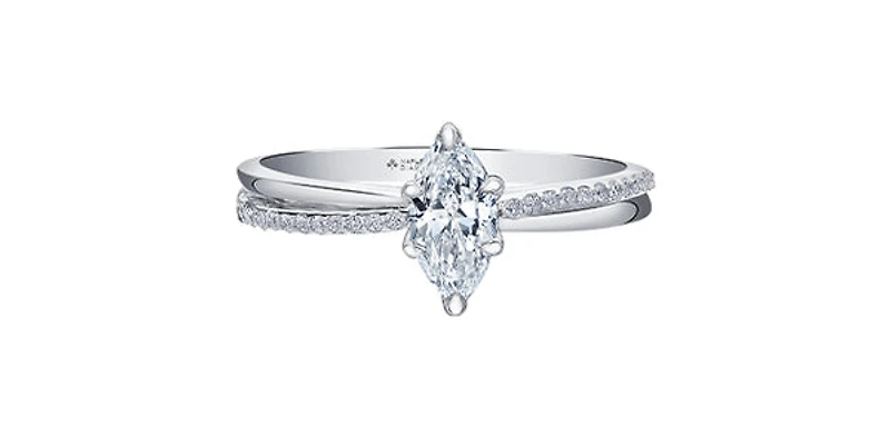 14K White Gold 0.59cttw Canadian Diamond Engagement Ring - / 4.5