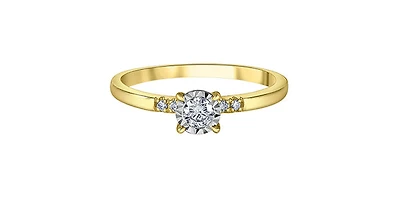 10K Yellow Gold 0.20 cttw Illusion Set Diamond Ring - 4