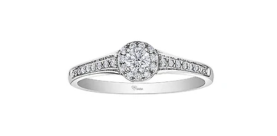 10K White Gold 0.25cttw Canadian Diamond Engagement Ring, Size 6.5