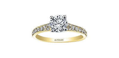 18K Yellow Gold 0.50cttw Round Brilliant Cut Canadian Diamond Engagement Ring - / 14K White