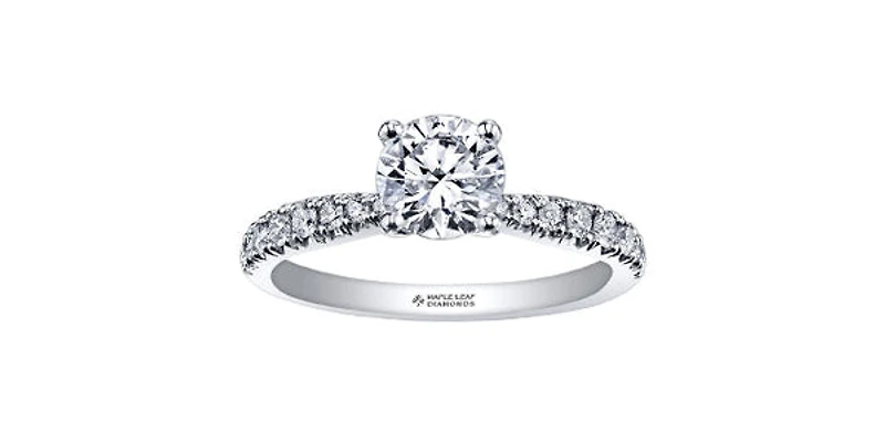 18K White Gold and Palladium 0.80cttw Canadian Diamond Engagement Ring - 4.5