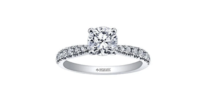 18K White Gold and Palladium 1.25cttw Canadian Diamond Engagement Ring - 4.5