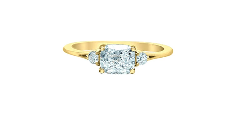 14K Yellow Gold Diamond Cushion Cut Ring - 4