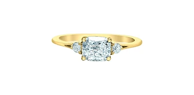 14K Yellow Gold Diamond Cushion Cut Ring - 4