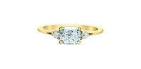 14K Yellow Gold Diamond Cushion Cut Ring - 4
