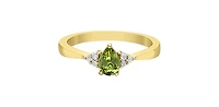 10K Yellow Gold Peridot and Diamond Ring