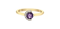 10K Yellow Gold Amethyst and Diamond Ring