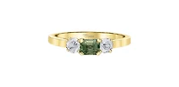 14K Yellow Gold Green Sapphire & Diamond Ring