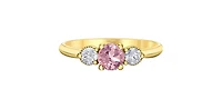 14K Yellow Gold Pink Sapphire & Diamond Ring