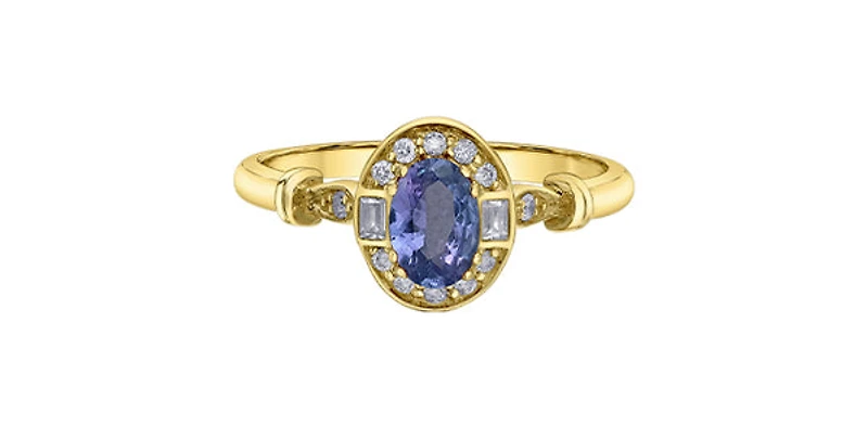 10K Yellow Gold Tanzanite , White sapphire and Diamond Ring - yellow gold / 4
