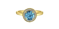 10K Yellow Gold Blue Topaz and Diamond Ring - yellow gold / 4