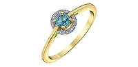 10K Yellow Gold Blue Topaz and Diamond Ring - 4 /