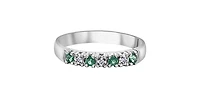 10K White Gold Genuine Emerald and 0.02cttw Diamond Ring