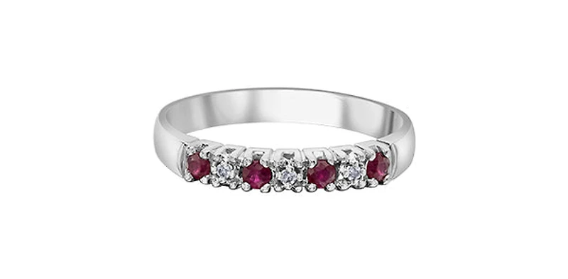 10K White Gold 0.02cttw Diamond with Ruby Ring