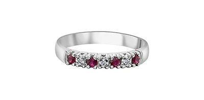 10K White Gold 0.02cttw Diamond with Ruby Ring