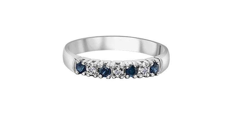 10K White Gold 0.02cttw Diamond with Sapphire Ring - Size 6.5 - 4.5