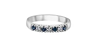 10K White Gold 0.02cttw Diamond with Sapphire Ring - Size 6.5 - 4.5
