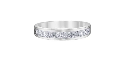 14K White Gold 1.00cttw Princess Cut Diamond Channel Anniversary Band, 6.5 - /