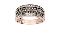 10K Rose Gold 0.65cttw Brown Diamond Ring with Black Rhodium Enhanced Top
