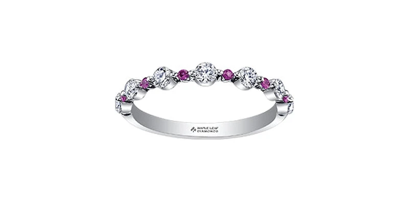 18K White Gold & Palladium Alloy (hypoallergenic) Ruby & Diamond Ring - 4.5