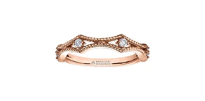 14K Rose Gold 0.16cttw Maple Leaf Canadian Diamond Ring - 4