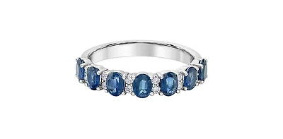 10K White Gold Sapphire & Diamond Ring, size 6.5