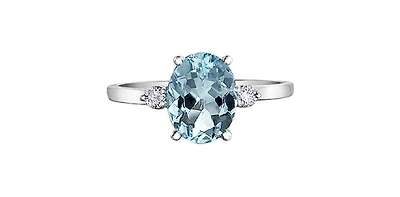 14k White Gold Aquamarine and Diamond Ring