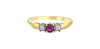 10K Yellow Gold 0.04cttw Diamond with Genuine Ruby Ring - /