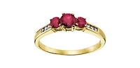 10K Yellow Gold Ruby & Diamond Ring - /