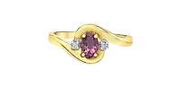10K Yellow Gold Pink Tourmaline and Diamond Ring - 4.5