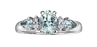 10k White Gold Aquamarine and Diamond Ring