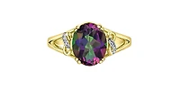 10K Yellow Gold Mystic Topaz & Diamond Ring