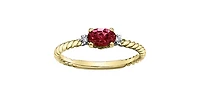 10K Yellow Gold Garnet and Diamond Ring - 4