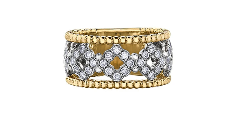 14K Yellow & White Gold 0.85cttw White Diamond Ring - 4.5
