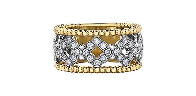 14K Yellow & White Gold 0.85cttw White Diamond Ring - 4.5