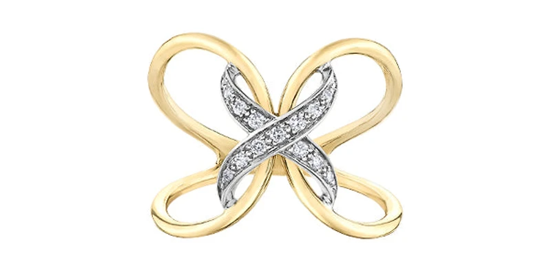 10K Yellow & White Gold 0.09cttw Diamond Ring