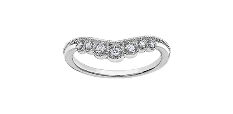 10K White Gold Diamond Wedding Ring - 4 /