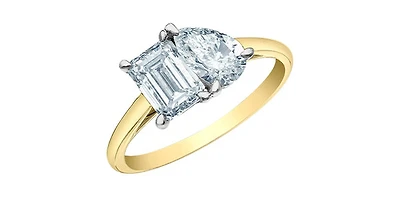 14K Yellow and White Gold 1.02ttw Emerald Pear cut Lab Grown Diamond Ring - 4 /